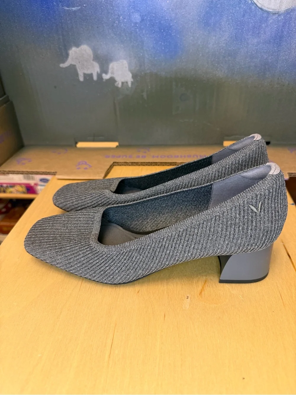 VIVAIA Women's Melody Gray Knit Square-Toe Heels